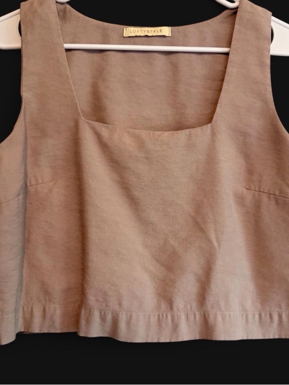 Taupe Square-Neck Crop Tank